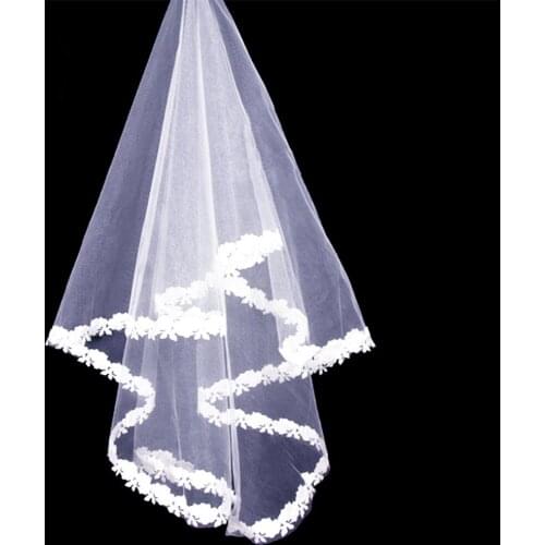 One-layer Shoulder Length Bridal Veils White Ivory Applique Edge Tulle Wedding Veils Wedding Accessories