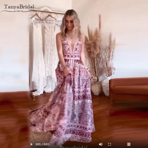 Plunge Deep V Wedding dresses Silk-Lined Playful Indian Bandwork Dreamy Bridal Gown With Effortless Blush Nova Sleeves DW469