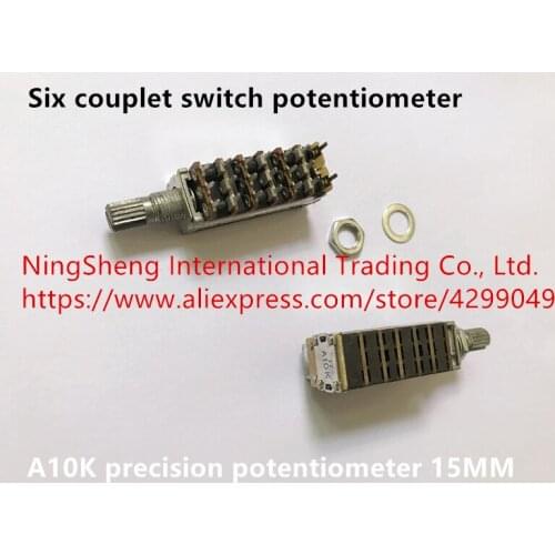 Original new 100% 6 couplet switch potentiometer A10K precision potentiometer 15MM