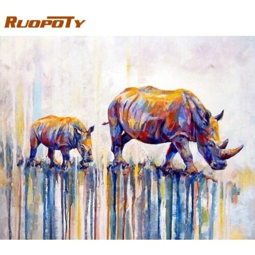 RUOPOTY Painting By Numbers Kits For Adult child Cattle Towel Animals Picture By Numbers Diy Artcraft Unique Gift For Home Decor