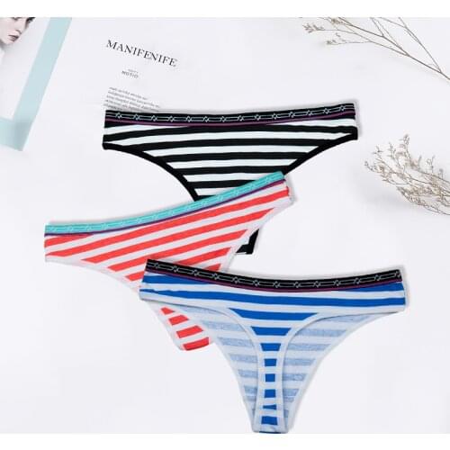Sexy G-String Ladies Girl Thong Cotton Women Panties Female Underwear Lingerie Intimate Briefs T-back 3 Pcs/set FUNCILAC