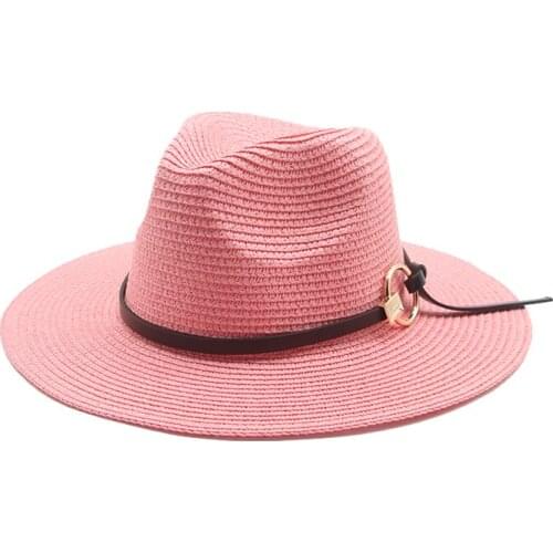 Women hats summer spring straw wide brim belt band sun hats outdoor beach travel casual sun protective white black sun hats new