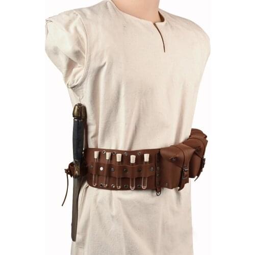 Medieval Alchemy Sword Belt Bag Witch Wizard Costume Kit Druid Healer Potion Bottle Sash Steampunk Witchcraft Accessory For Larp