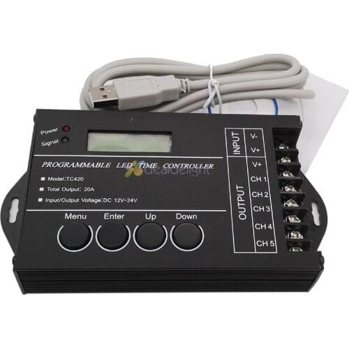 Led time controller DC12-24V 20A 5 Channel output computer programmable .TC420 Assemble with USB cable and CD-ROM free shipping