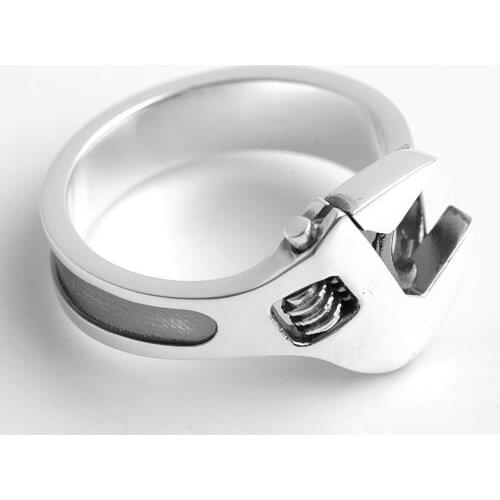 Unique design Thai silver retro personality wrench tool opening adjustable ring fashion men and women jewelry