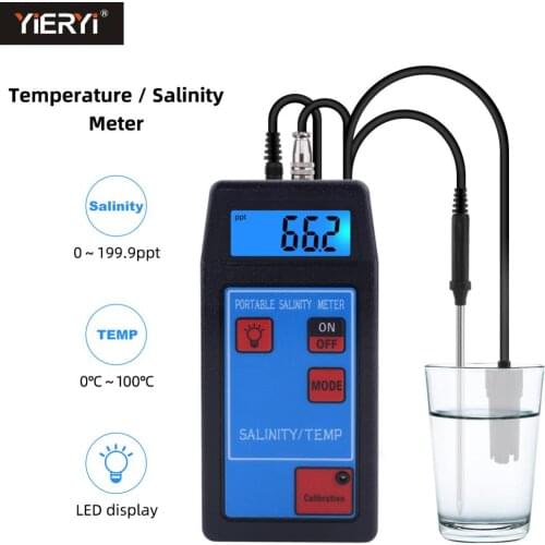 Yieryi Portable Salinity -8425 Salinity/Temp Meter with Replaceable Probe for Aquarium,Swimming Pool, Lab,Drinking Water