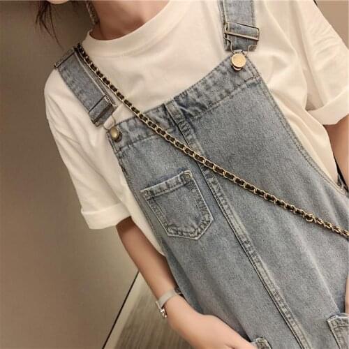 Woman Jeans Pants Suspender Pants Womens Spring and Autumn Loose Jumpsuit Straight Cropped Jeans Pantalones Vaqueros Mujer