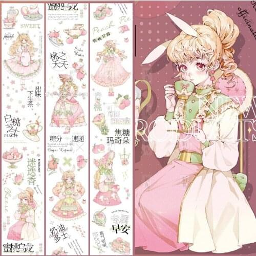 1 loop 6 x 100cm Washi Tape Sweet Peach Fruits Afternoon Tea Planner Journal Diary Characters