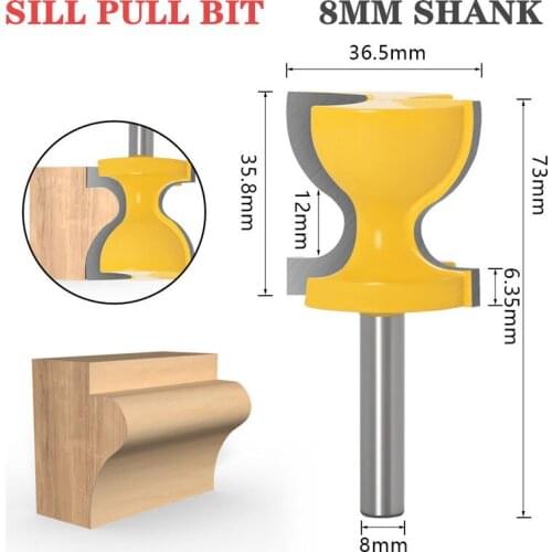 1pc 8mm shank Door Window Sill Pull Edge Router Bit C3 Carbide Tipped Edge End Mill Chair Stool Milling Cutters