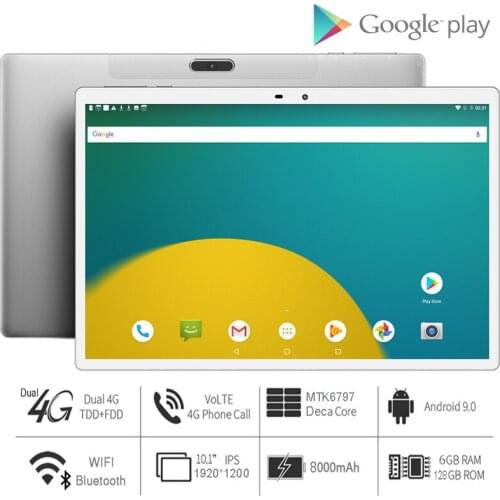 10 inch Tablet Deca Core Dual SIM 4G Phone Call 6GB RAM 128GB ROM Wifi Bluetooth 1920X1200 IPS Android 10.1 Tablets PC