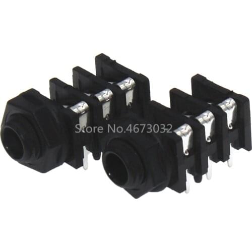 100PCS 6.35mm/6.35 Stereo Audio Microphone Female socket/Jack Connector 6P/6PIN