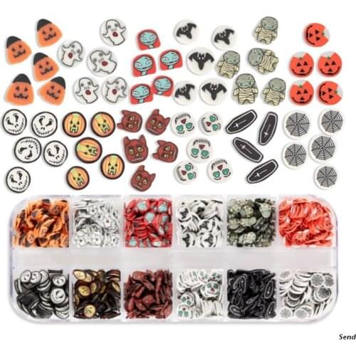 12 Grids Halloween Soft Ceramic Nail Art Accessories Patch Nail Art Accessories