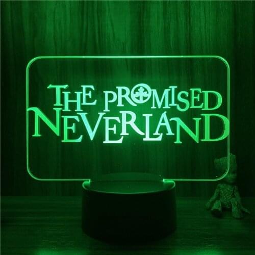 3D Nightlight The Promised Neverland Logo Sign Figure 7 Colors Touch Optical Illusion Table Lamp Gift Room Decor Light