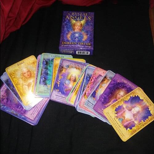 44PCS Crystal Angel Oracle Cards Durable Fashionable Tarot Cards with Beautiful Painting