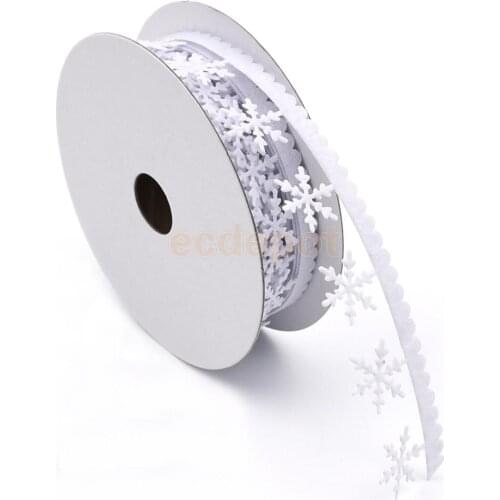 5m 25mm Non-woven Christmas Snowflake Trim Ribbon White Christmas Tree Decoration Scrapbook DIY Wedding Gift Wrap Sewing Crafts