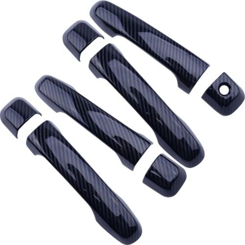 8PCS/SET Glossy Carbon Fiber Texture Door Handle Covers Trims fit for Toyota 4Runner 2010-2013 2014 2015 2016 2017 2018 2019