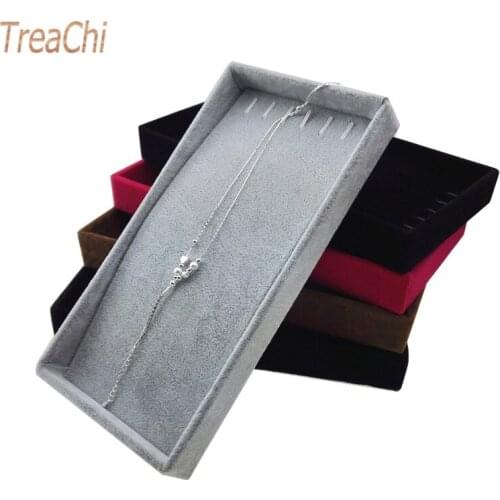 Velvet Jewelry Box Plate Jewelry Tray Pendant Chain Storage Box 11*22cm Jewellery Case Organizer