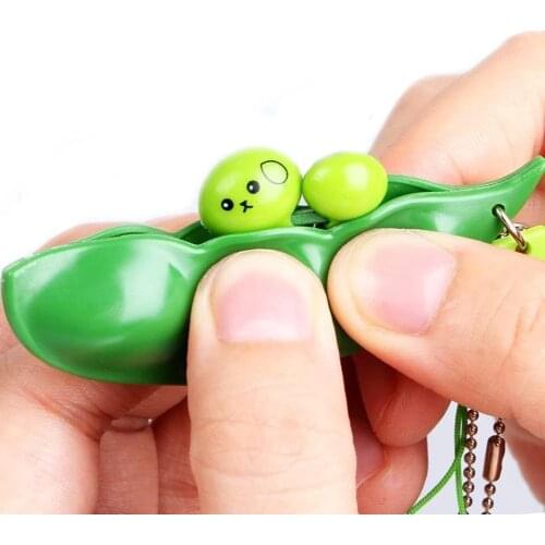 Infinite Squeeze Edamame Bean Pea Expression Chain Key Pendant Ornament Stress Relieve Decompression Toys antistress Dropship