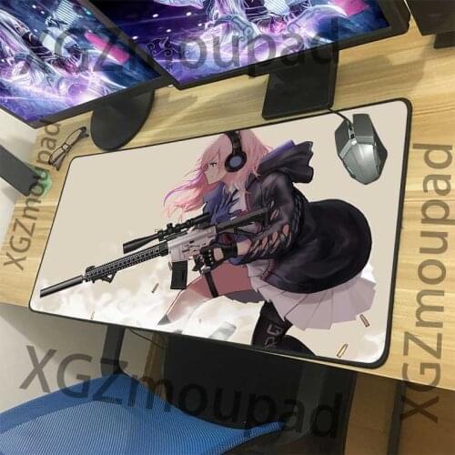 XGZ Anime Girl Frontline Customized Large Game Mouse Pad Black Seam Sexy Girl Gunner Mode Computer Anti-Slip Gaming Desk XXL