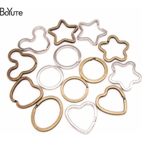 BoYuTe (5 Pieces/Lot) Metal Iron Key Holder Split Rings Heart Star Mickey Keyring Diy Jewelry Findings Components