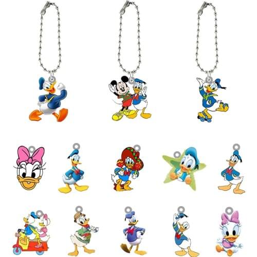 Disney Mickey And Donald Duck Ornaments Funny Good Friends Keychain Cartoon Acrylic Send Friends Keychain Funny Resin Ornaments