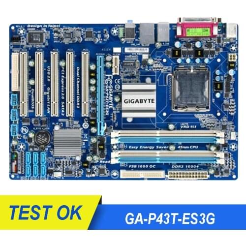 For Gigabyte GA-P43T-ES3G Original Motherboard LGA 775 Intel P43 DDR3 Core 2 Pentium 16GB USB2.0 P43T-ES3G Used Motherboard