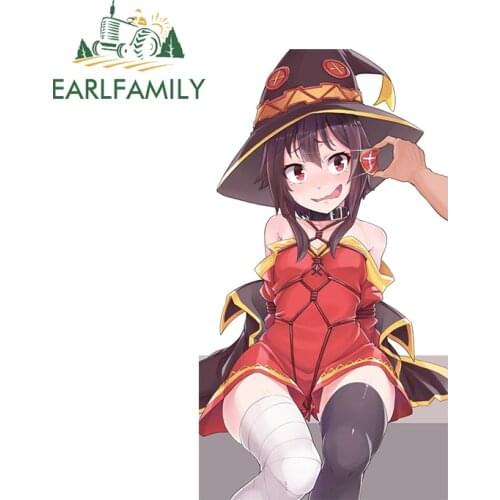EARLFAMILY 13cm x 7.2cm For Megumin Car Accessories Stickers Windshield Decal Waterproof Decals Personality VAN Decoration