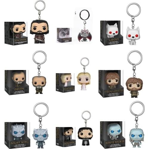 FUNKO New Game of JON SNOW Thrones DAENERYS Night KING Ghost Tyrion Action Figure Keychain Toys for Children Christmas Gift