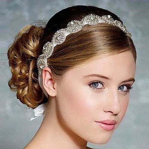 European Luxury Crystal Chaton Bride Hair Band Wedding Hair Headdress Headpieces