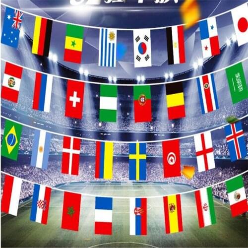Word Cup Banner String Flag Football Soccer 32 Teams Country Flags 14*21cm Bar Club Decoration guirlandes fanion Flag
