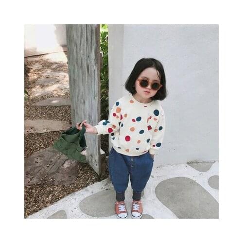 Baby Girl Polka Dot T Shirt Childrens Clothing 2019 Spring New Baby Boys and Girls Casual Long Sleeve Top Tees Kids Pullovers