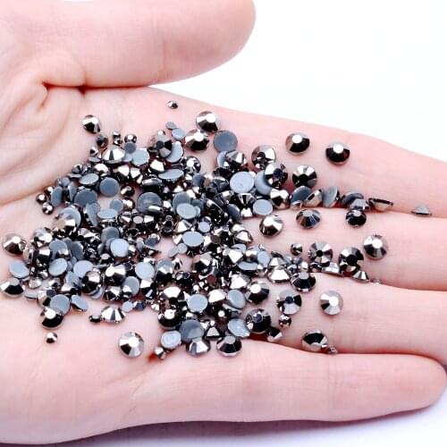 Hotfix Strass 3D Nail Art Decoration Adhesive Rhinestones For Nails Crystal ss6-ss30 And Mixed Hematite Glass Stone Design