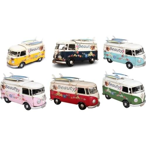 New Tissue Box Flower Bus Model Figurines Retro Car Tissue Dustproof Tissue Storage Box for Office Home Decoration
