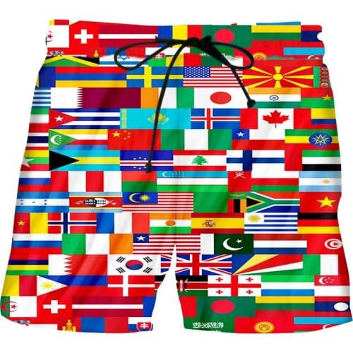 Flags Pattern Patchwork New Short Pant Summer Fall Casual Cool Oversize Funny Streetwear Hip Hop Breathable Short Men/women IFPD