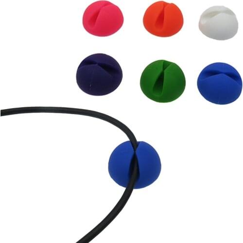 Round Cable Holder Protector Management Device Organizer Finishing Desktop Plug Silicone Wire Retention Clips Power Cord Winder