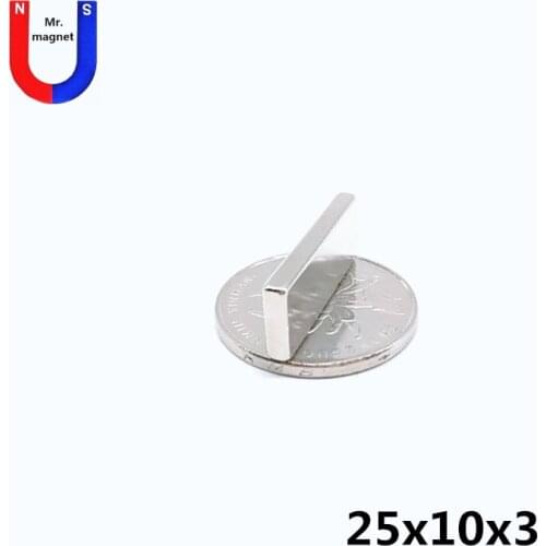 30/100/500pcs 25x10x3 magnet Industrial Hardware Machine Magnet 25*10*3 mm small square magnet rare earth material 25*10*3 NdFeB