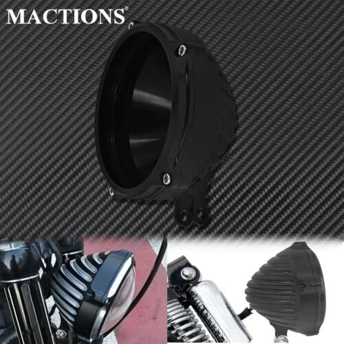 Motorcycle CNC 5.75'' Headlight Cover With Bottom Mount Configuration Black For Harley Sportster XL Dyna Street Bob FXDB Softail