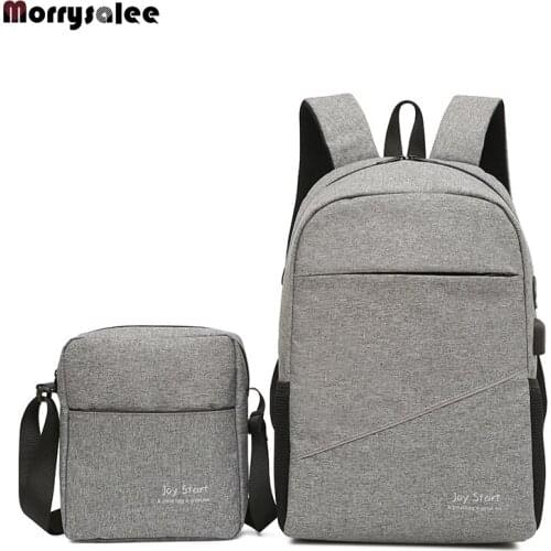 Men Laptop Backpack 2 pcs For 15 ''USB Charger Backpacks Computer Anti-theft Bag pack Unisex School Backpack Bag Travel Mochila