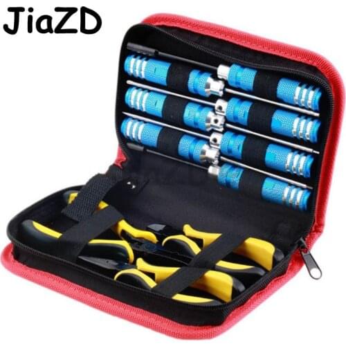 1/10 Screwdriver Hexagon Socket Slotted Diagonal Cutter Ball Link Plier Tools Kit Box Set for RC Quadcopter Helicopter Car