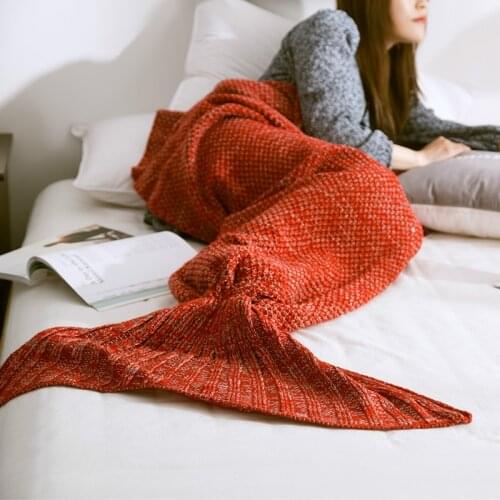 New Fashion 10 Colors Handmade Knitted Mermaid Tail Blanket Adult/Child/Baby Mermaid Blanket Knit Sofa Blanket Warm Soft