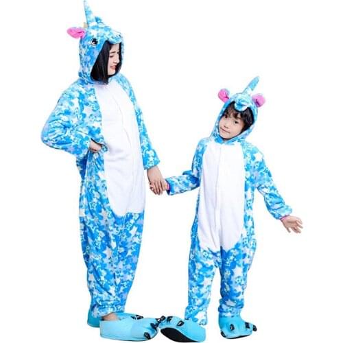 2020 autumn winter warm ocean blue family dress handsome casual cartoon set doll childrens clothing Animal Unisex Adult Flannel