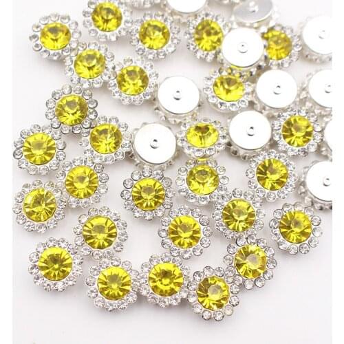 DIY 20pcs Sunflower Sew on Stone Colorful Dress Rhinestones Sewing crystal Glass Rhinestone Silver Cup Claw Beads craft clothes