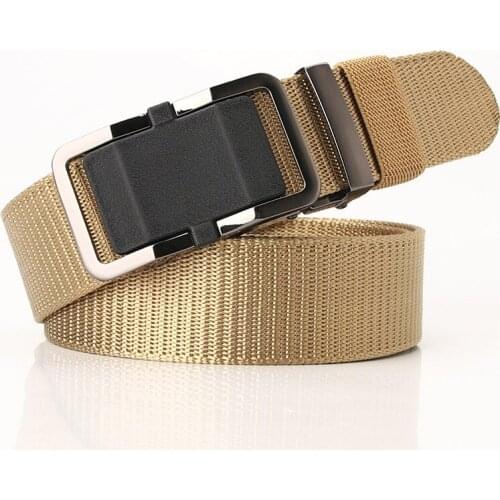 Tactical Mens Automatic buckle Nylon thick canvas Belt youth Korean casual Toothless Quick Release Jeans automatic Buckle Belt