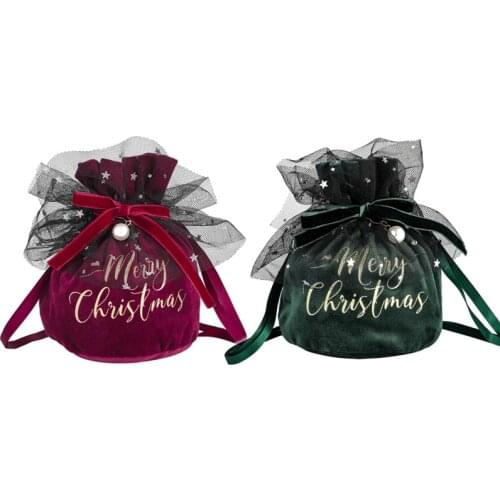 Luxury Velvet Gift Bags with Pearl String Christmas Gift Bag New Years Decor Childrens Candy Boxes Jewelry Velvet Sachet Bags