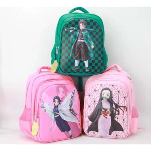 Anime Demon Slayer Kamado Tanjirou Kamado Nezuko Kochou Shinobu Kid Student Backpack Shoulder Bags Protable Large Capacity Gift