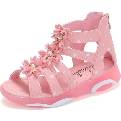 Children Sandals For Girls Toddlers Baby Girl & Big Kids Roman Sandals Gladiator Shoes Flowers Princess Sweet Soft Rubber Sole