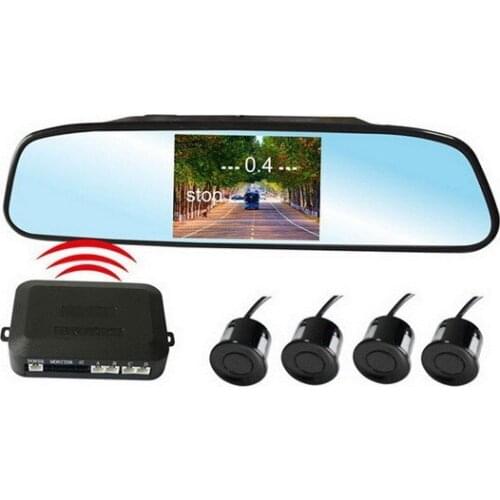 4.3'' digital TFT LCD mirrorscreen Wireless Car Parking Sensor Backup Reverse Rear View Radar Alert Alarm System with 4 Sensors