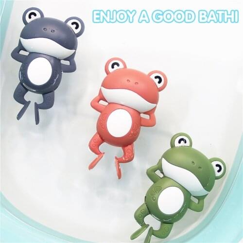 Cute Cartoon Baby Bath Toys for Kids Swimming Pool Water Game Wind-up Clockwork Frog Bath Toy for Children Water Toys Gifts