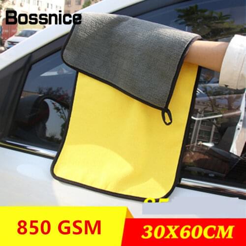 Bossnice 850GSM 30/60CM Super Thick Microfiber Towel Car Wash Microfiber Cleaning Cloth Car Paint Care Towel Absorbent Car Wipe