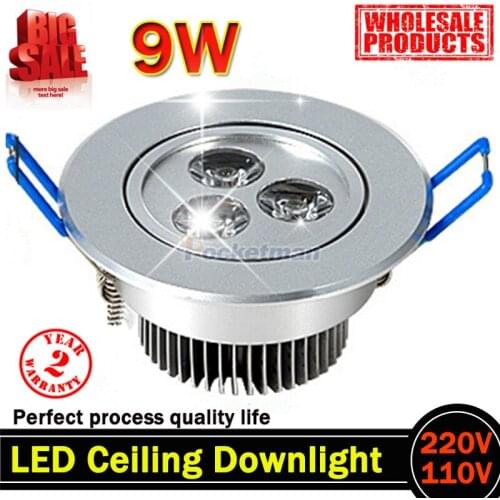 9W AC85V-265V 110V / 220V LED Ceiling Downlight Recessed LED Wall lamp Spot light With LED Driver For Home Lighting